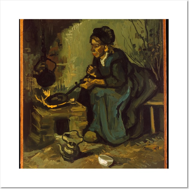 Peasant Woman Cooking by a Fireplace Wall Art by VincentvanGogh